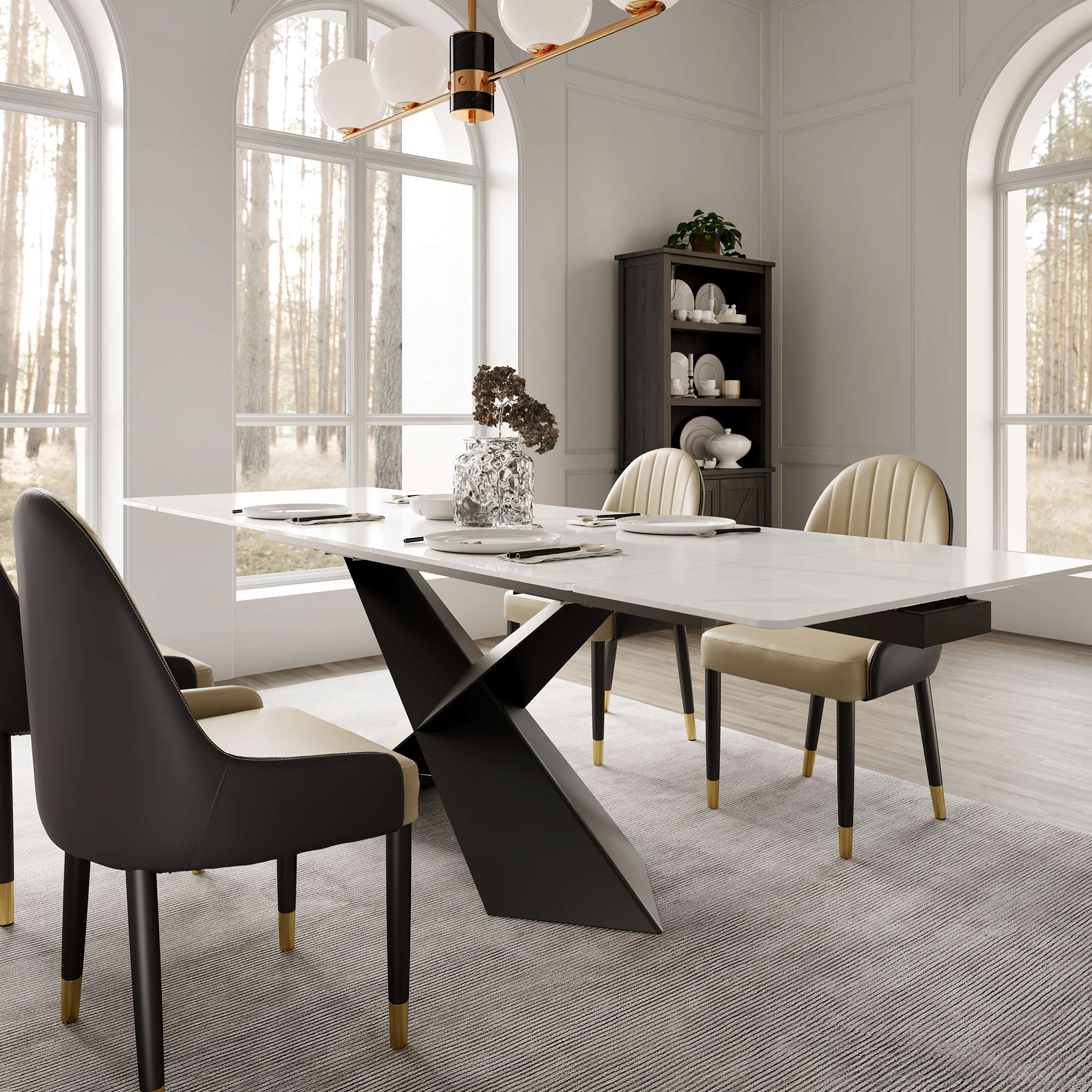 Eureka Evelyn 70"- 102" Extendable Dining Table with Slate *1PC/2CTNS