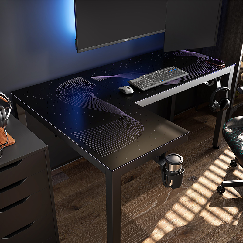 Eureka GTG L Shaped Glass LED Gaming Desk