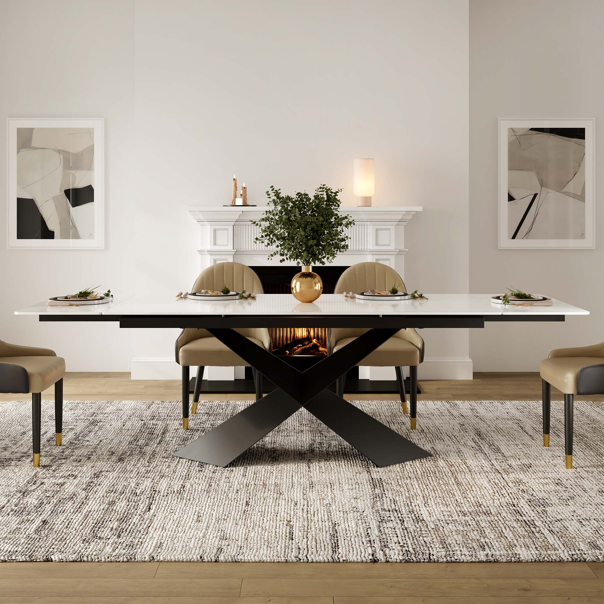 Eureka Evelyn 70"- 102" Extendable Dining Table with Slate *1PC/2CTNS