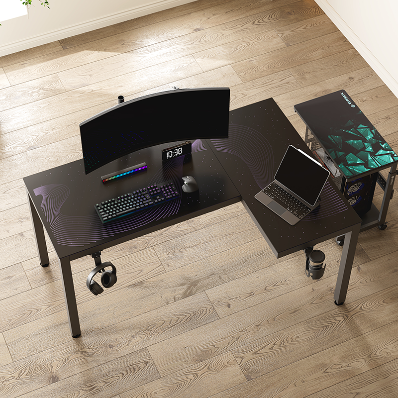 Eureka GTG L Shaped Glass LED Gaming Desk
