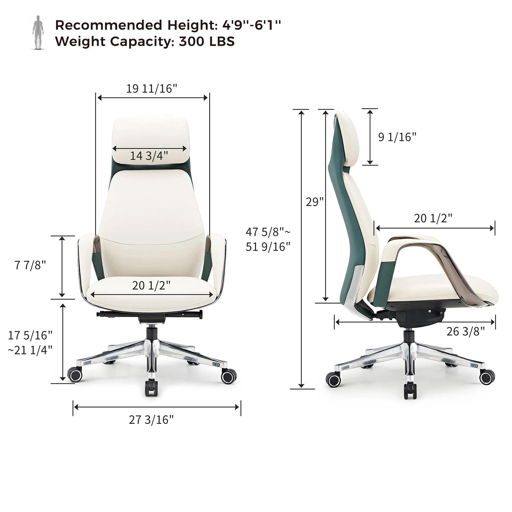 Eureka Serene OC07 Napa Leather Executive Office Chair