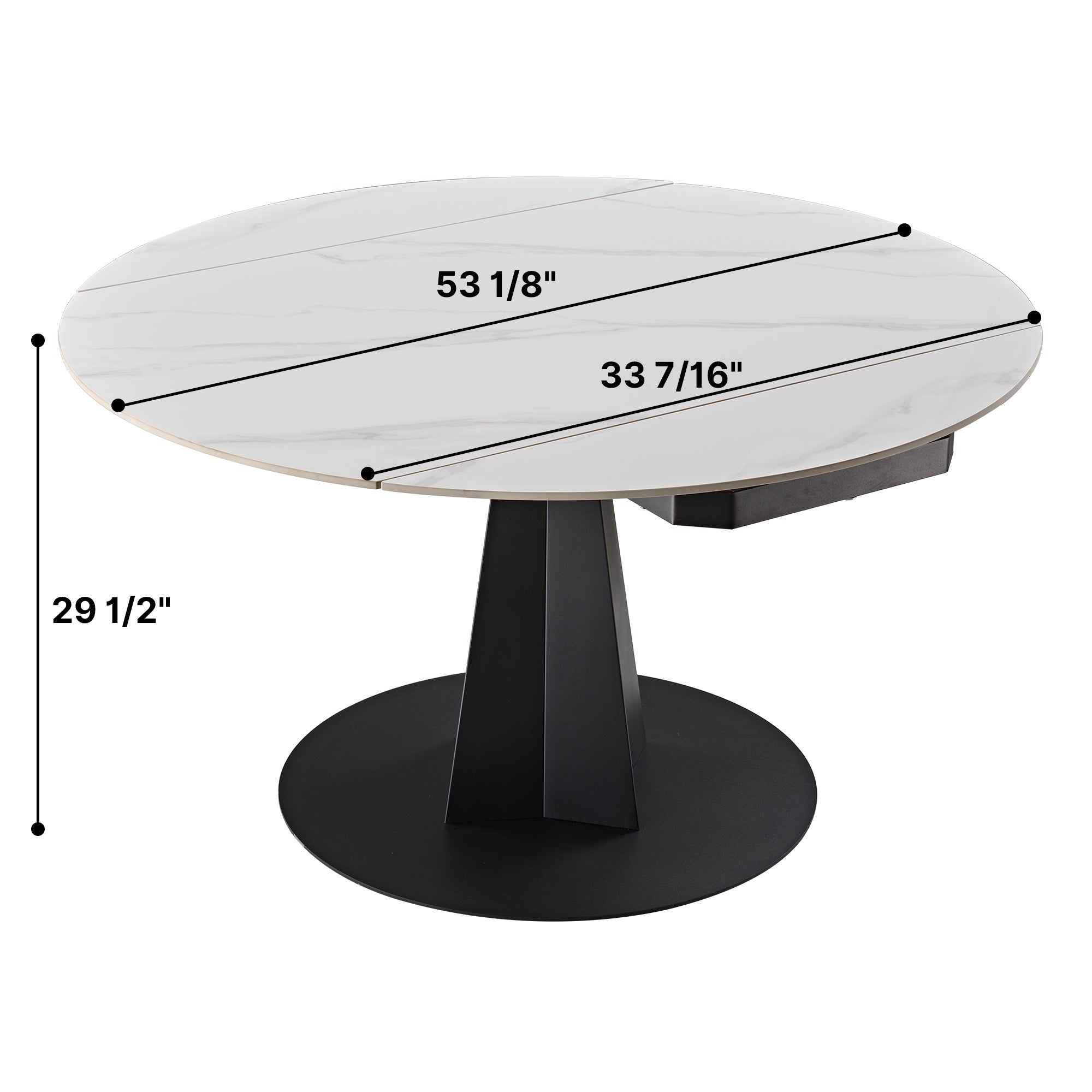 Eureka Amelia, 33"-53" Round Extending Dining Table
