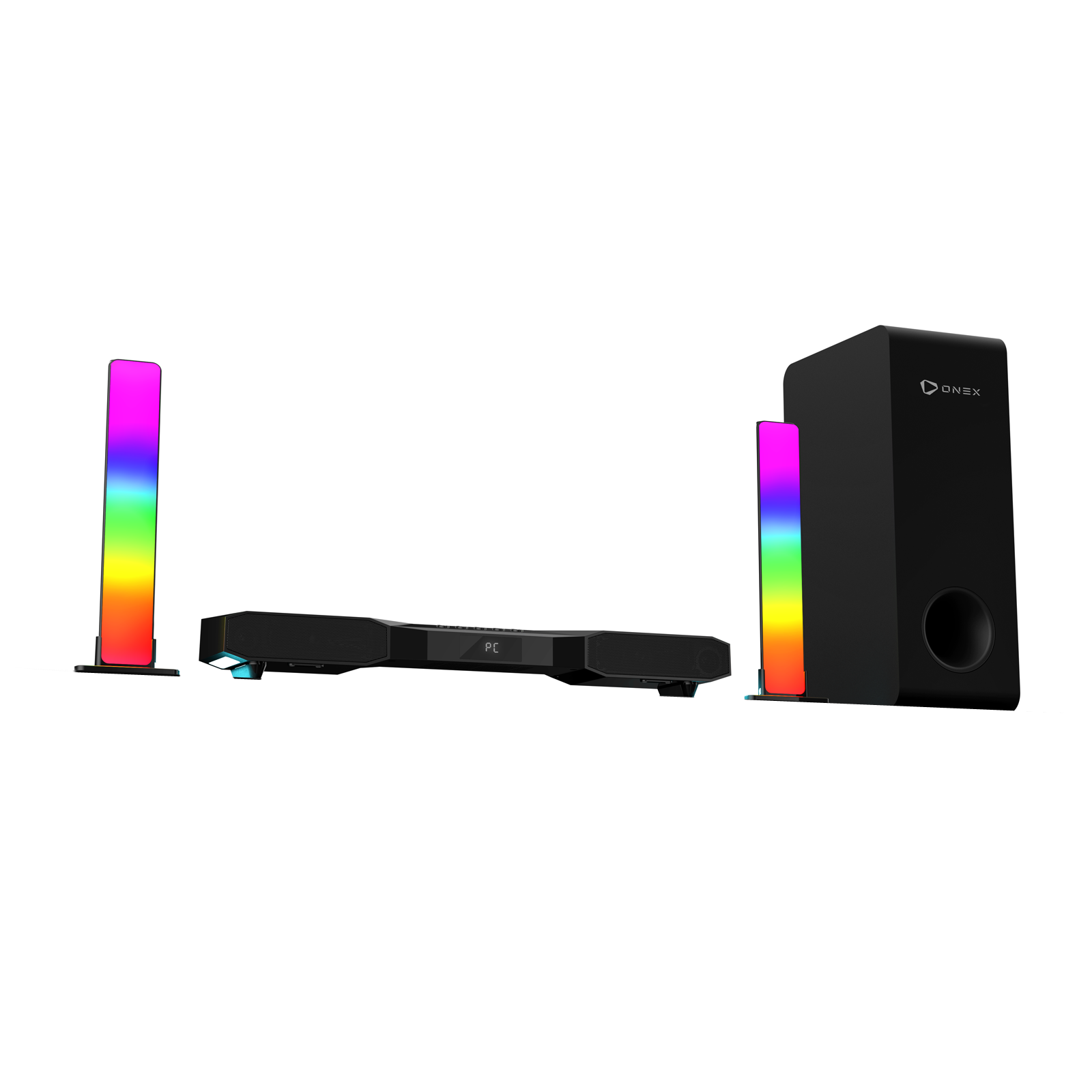 ONEX ThunderBeam Speaker 2.1 RGB Gaming Soundbar w/ Smart Light Bars & Subwoofer