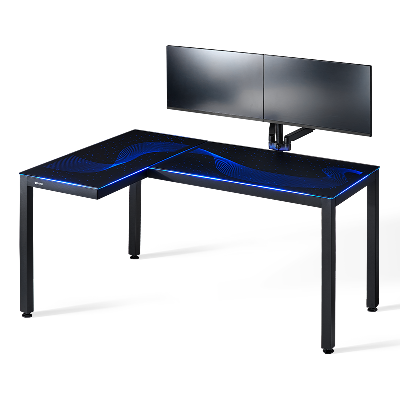 Eureka GTG L Shaped Glass LED Gaming Desk