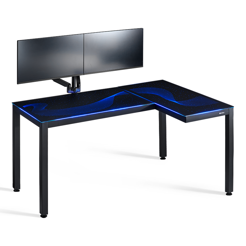 Eureka GTG L Shaped Glass LED Gaming Desk