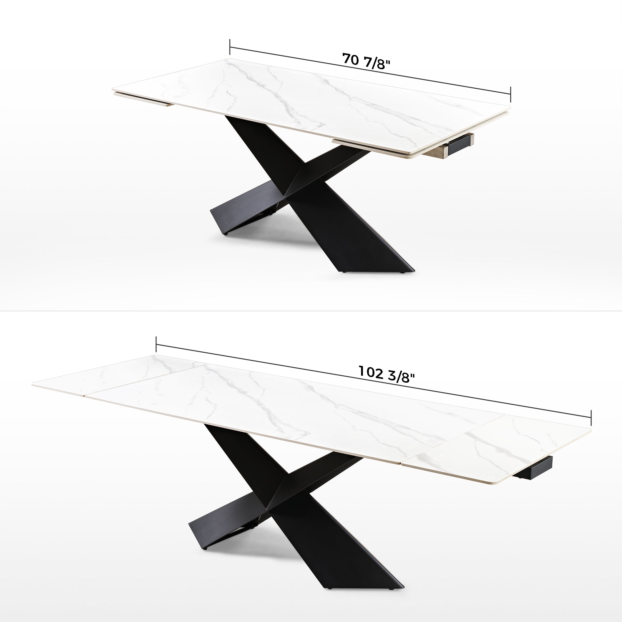 Eureka Evelyn 70"- 102" Extendable Dining Table with Slate *1PC/2CTNS