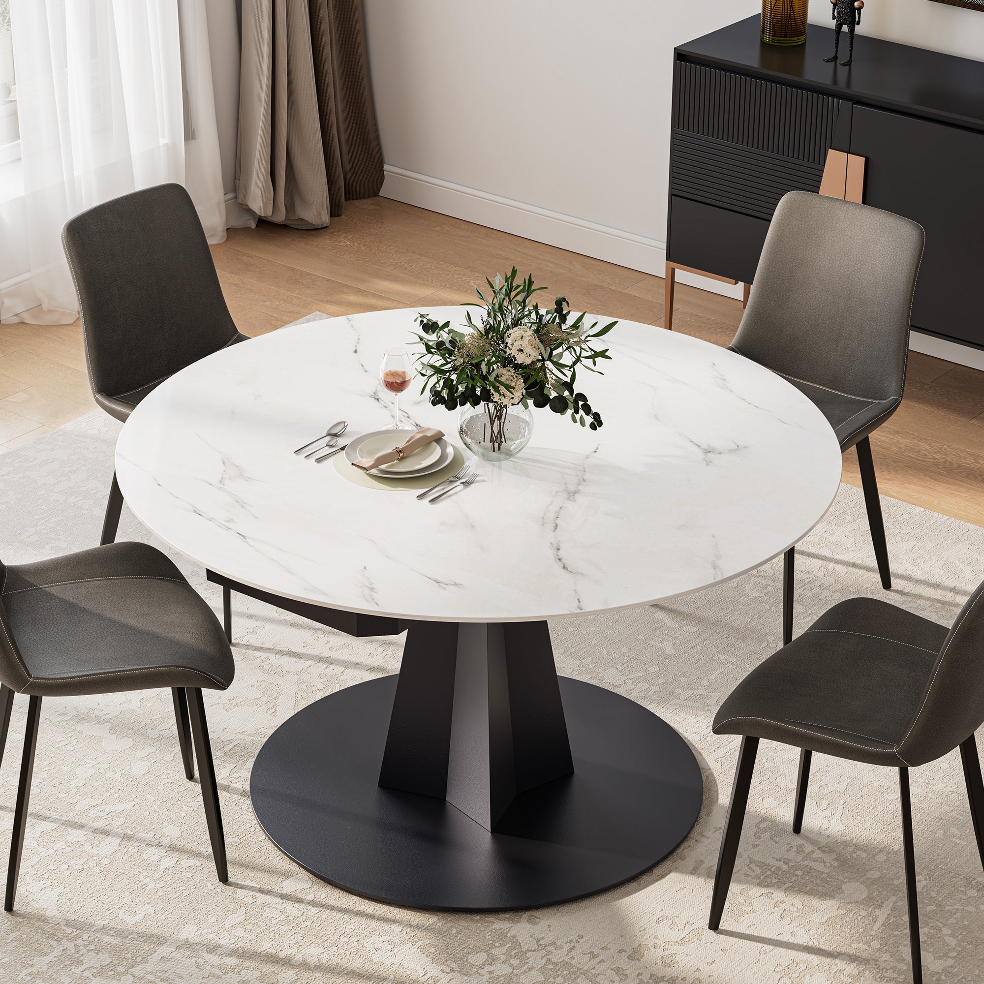 Eureka Amelia, 33"-53" Round Extending Dining Table