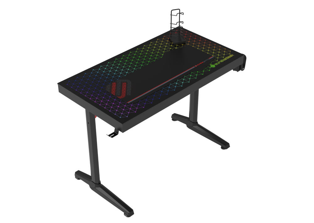 Eureka Ergonomic Explorer Edition Tempered Glass Gaming Desk with flowing colorful Lights /120cm(W)