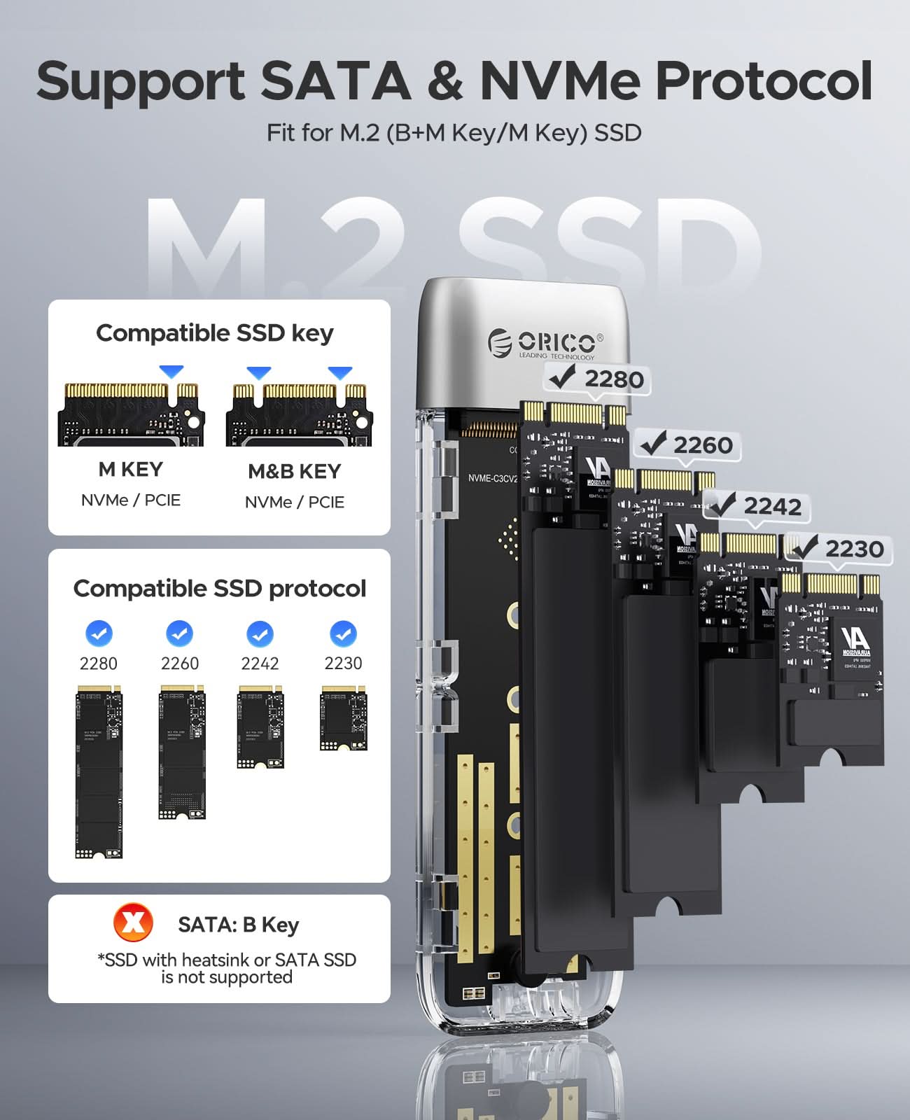 ORICO TXM2M Transparent 10Gbps M.2 NVMe SSD  Enclosure - Orico