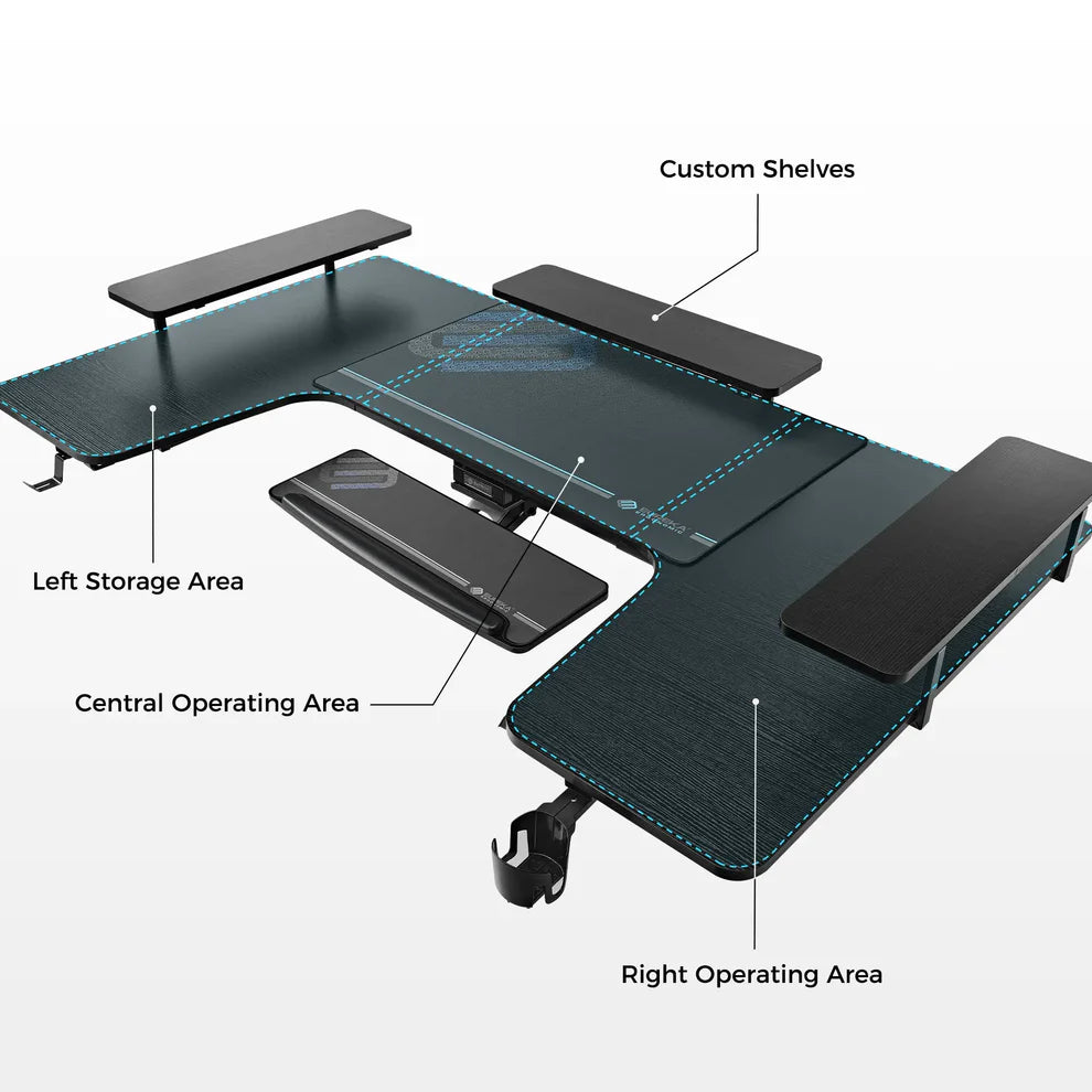 Eureka 75" U-Shaped Standing Desk with Convertible Shelves