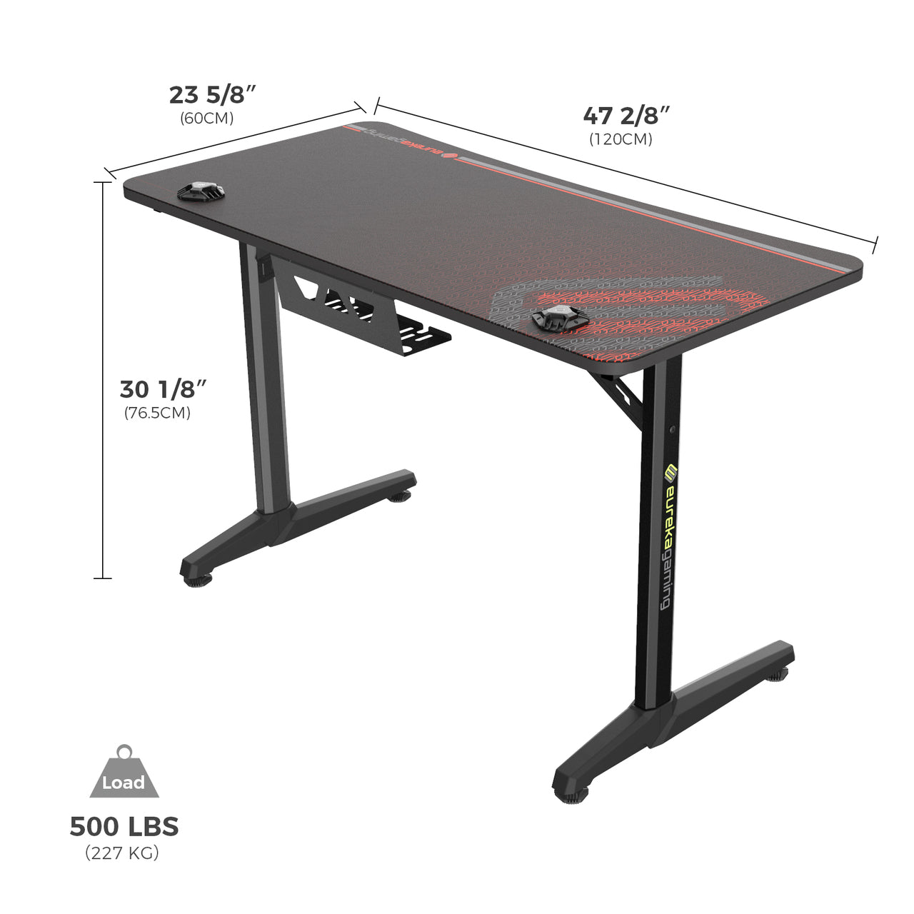 Eureka Ergonomic GIP-P47 Gaming Desk - Black /120 x 60 cm(W)
