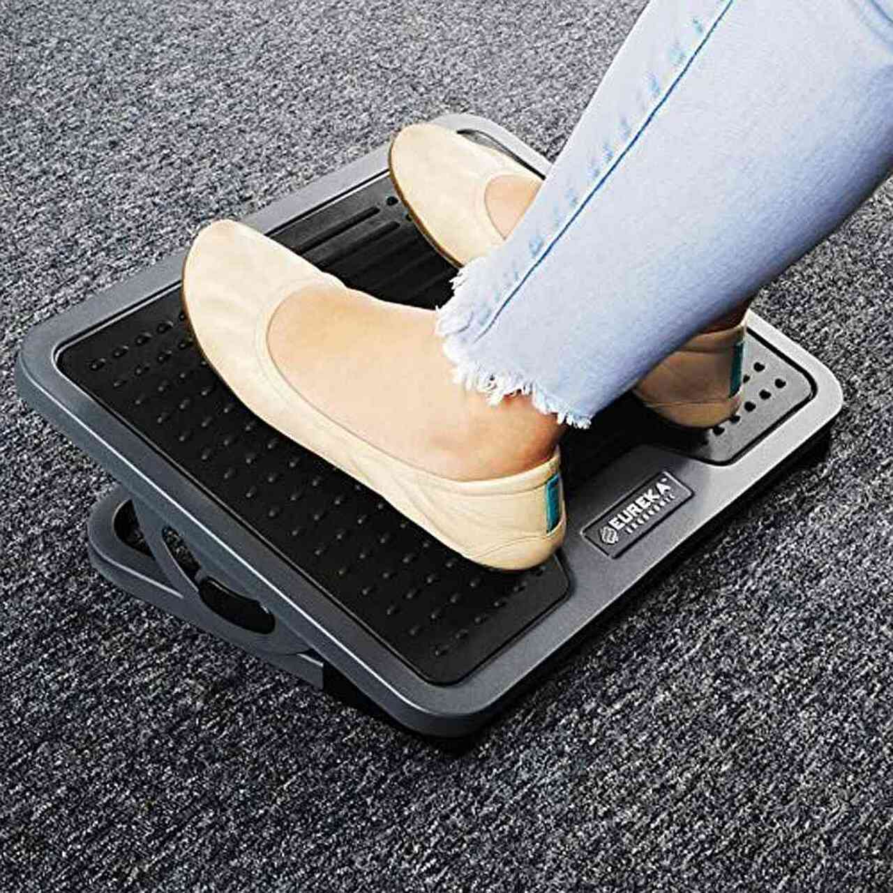 EUREKA ERGONOMIC Tilt Adjustable Footrest with Massage Surface Under Desk, Black & Gray