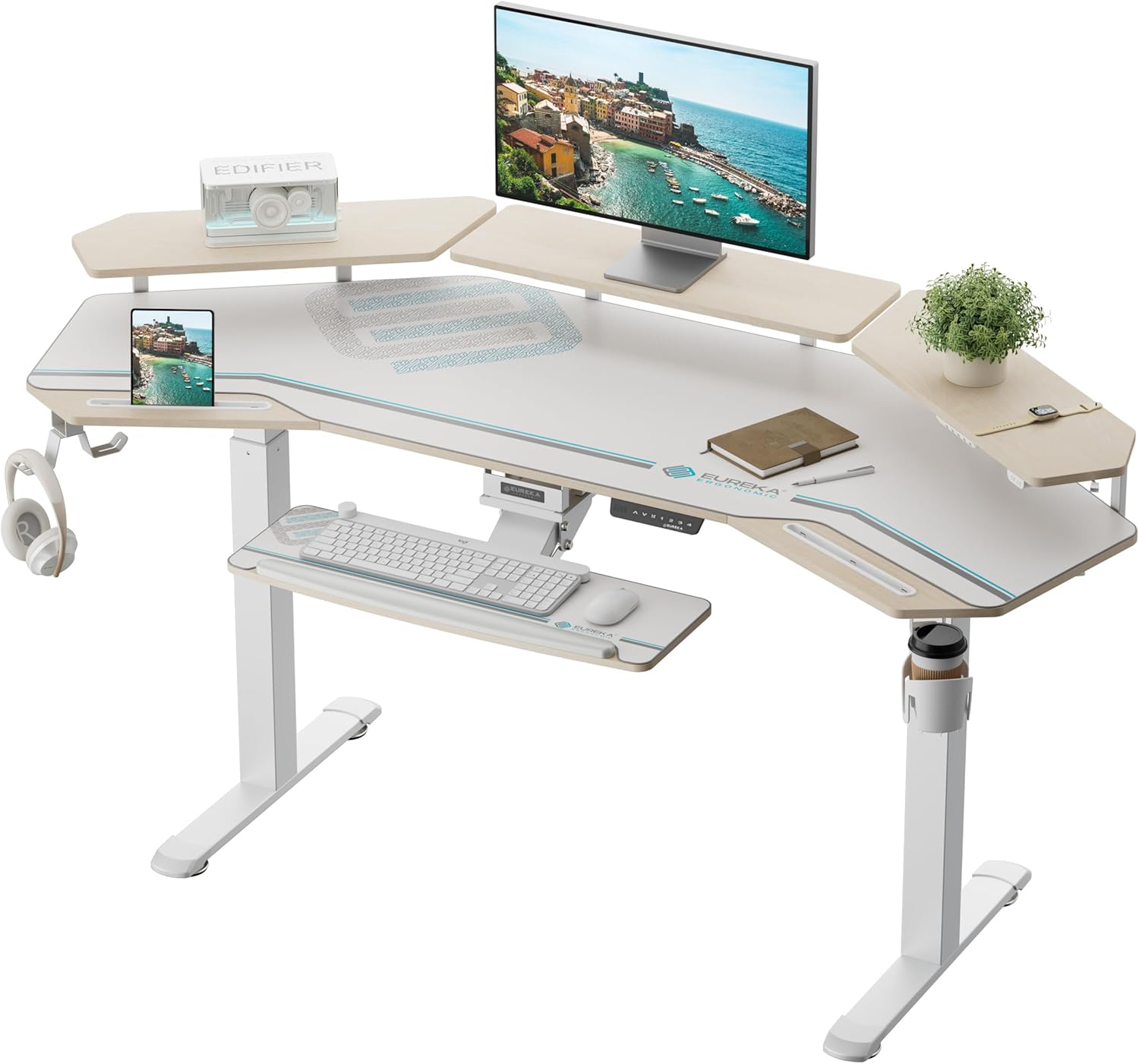 Eureka Ergonomic 72" Studio Maple Electric Standing Desk With Keyboard Tray *1PC/2CTNS