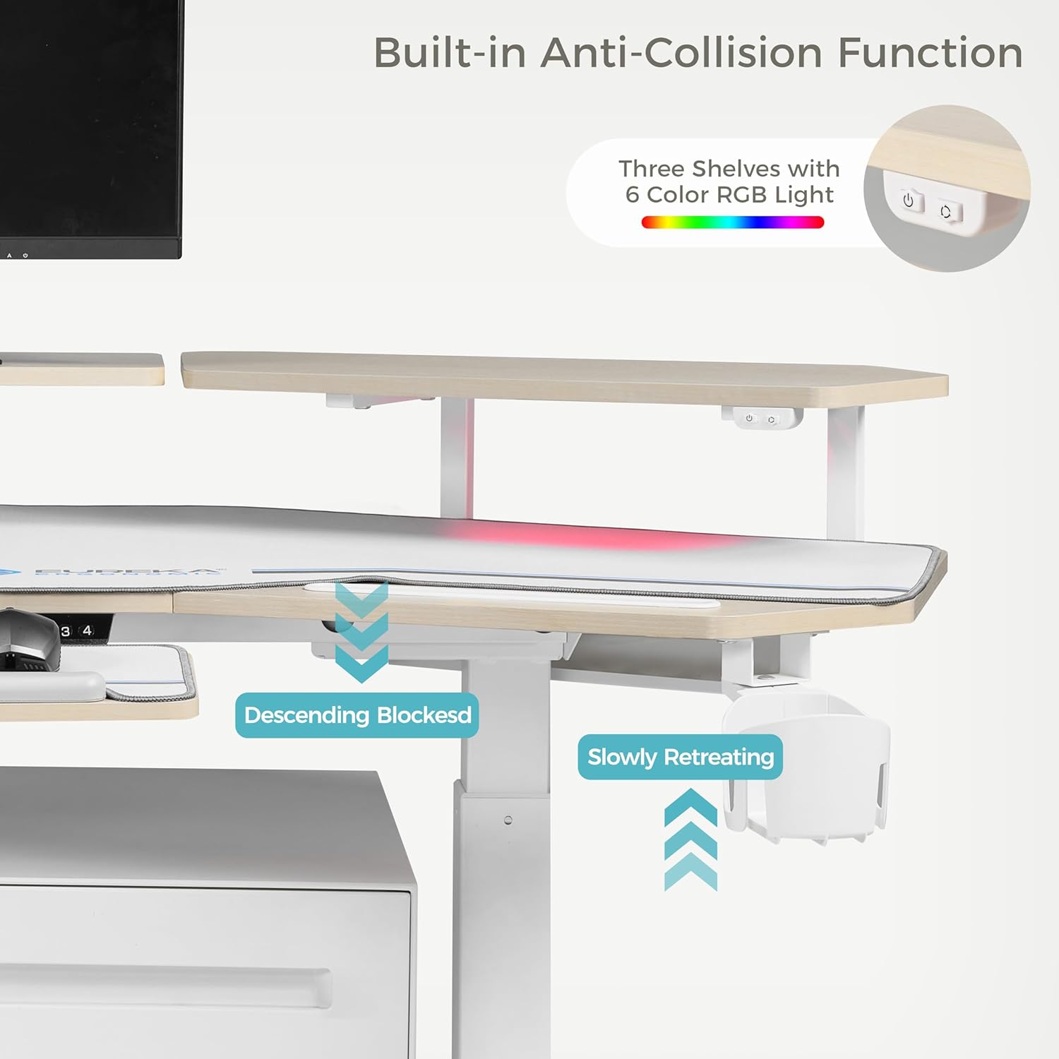 Eureka Ergonomic 72" Studio Maple Electric Standing Desk With Keyboard Tray *1PC/2CTNS