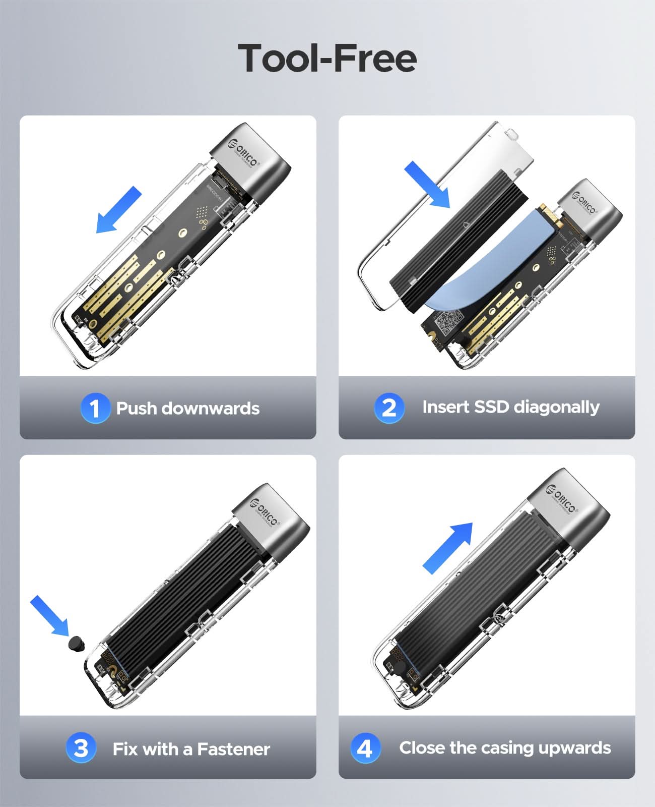 ORICO TXM2M Transparent 10Gbps M.2 NVMe SSD  Enclosure - Orico