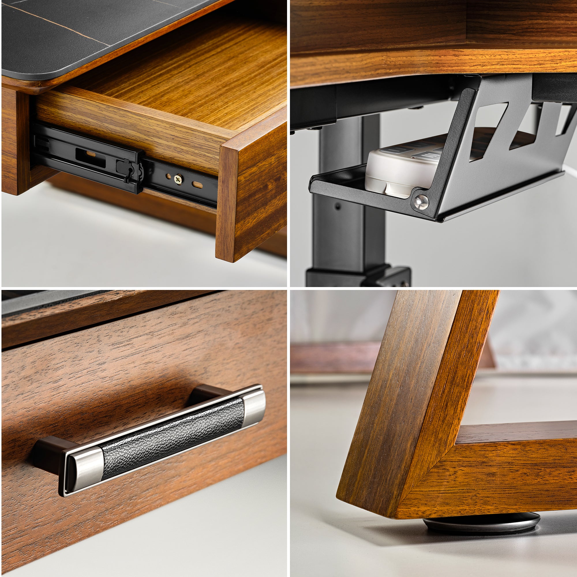 Eureka Ark Pro TX60L-B L Shaped Executive Slate Standing Desk with Two-Drawer - Left Side