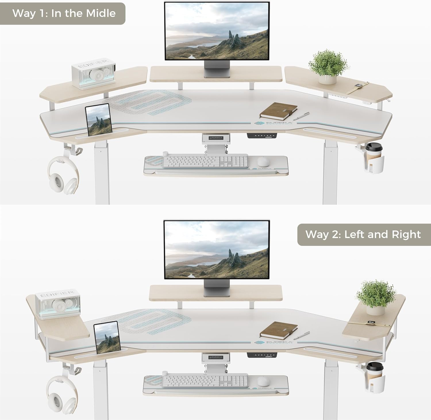 Eureka Ergonomic 72" Studio Maple Electric Standing Desk With Keyboard Tray *1PC/2CTNS