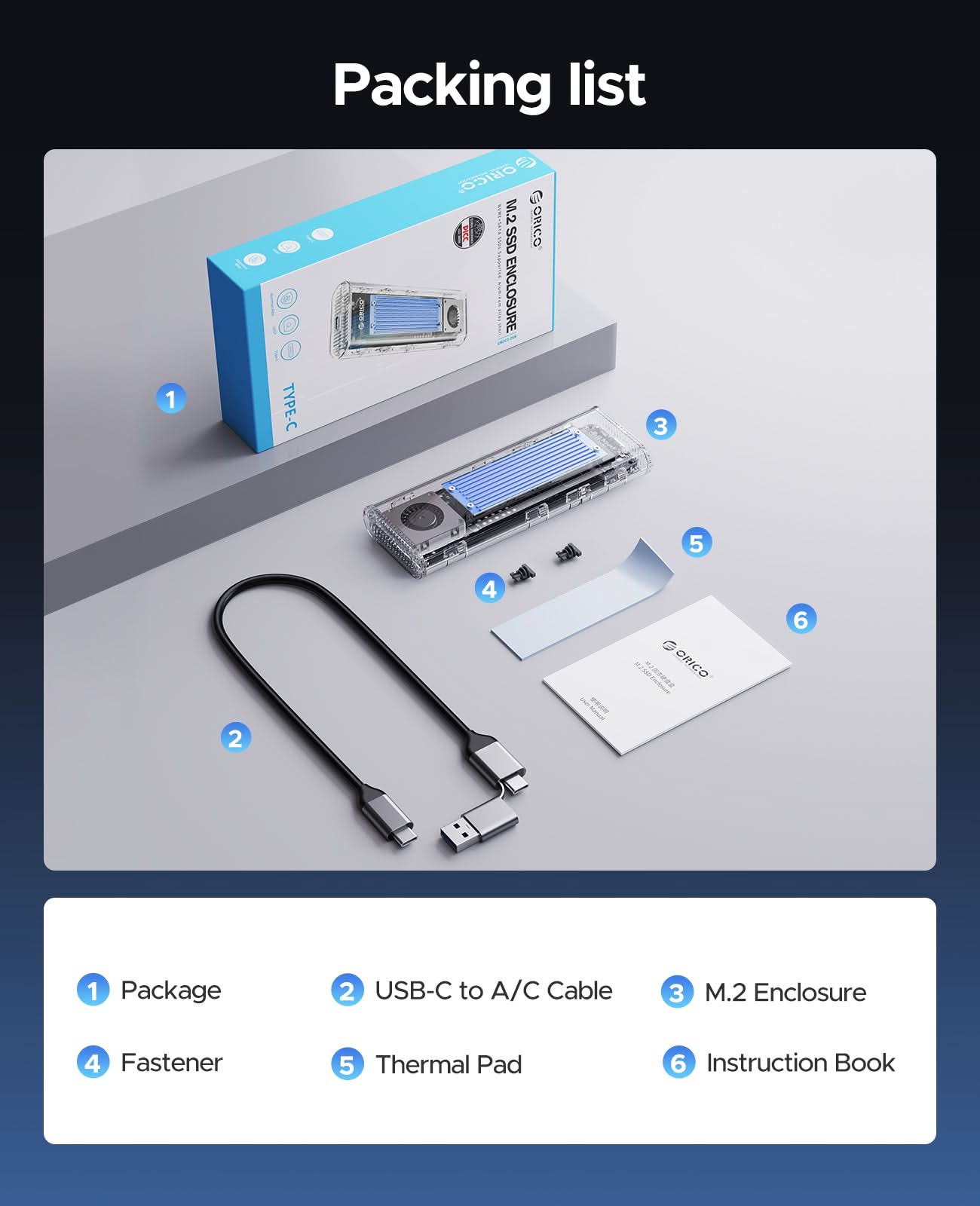 ORICO TCM2-U4 Transparent USB4 40Gbps M.2 NVMe SSD  Enclosure With Cooling Fan - Orico