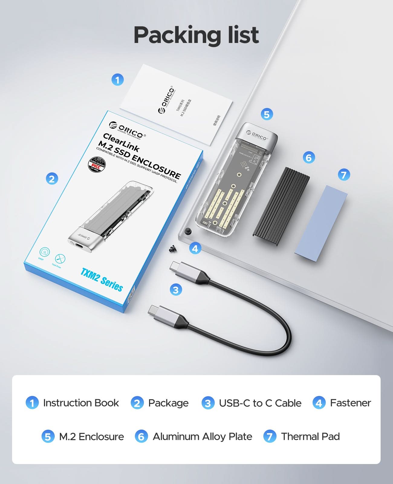 ORICO TXM2M Transparent 10Gbps M.2 NVMe SSD  Enclosure - Orico