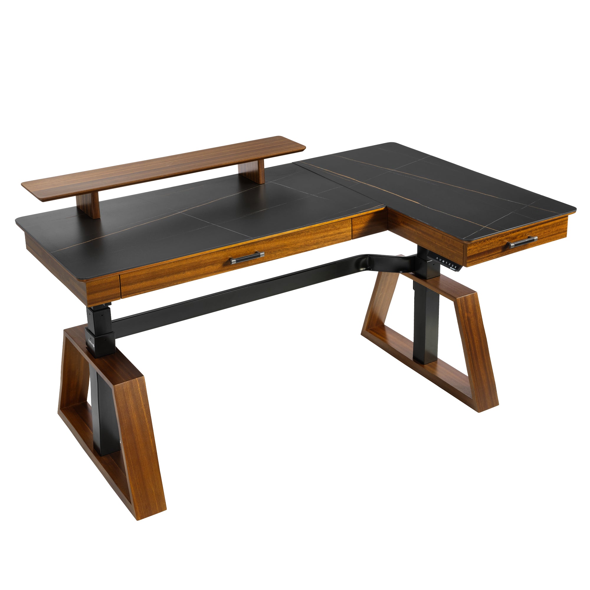 Eureka Ark Pro TX60L-B L Shaped Executive Slate Standing Desk with Two-Drawer - Left Side