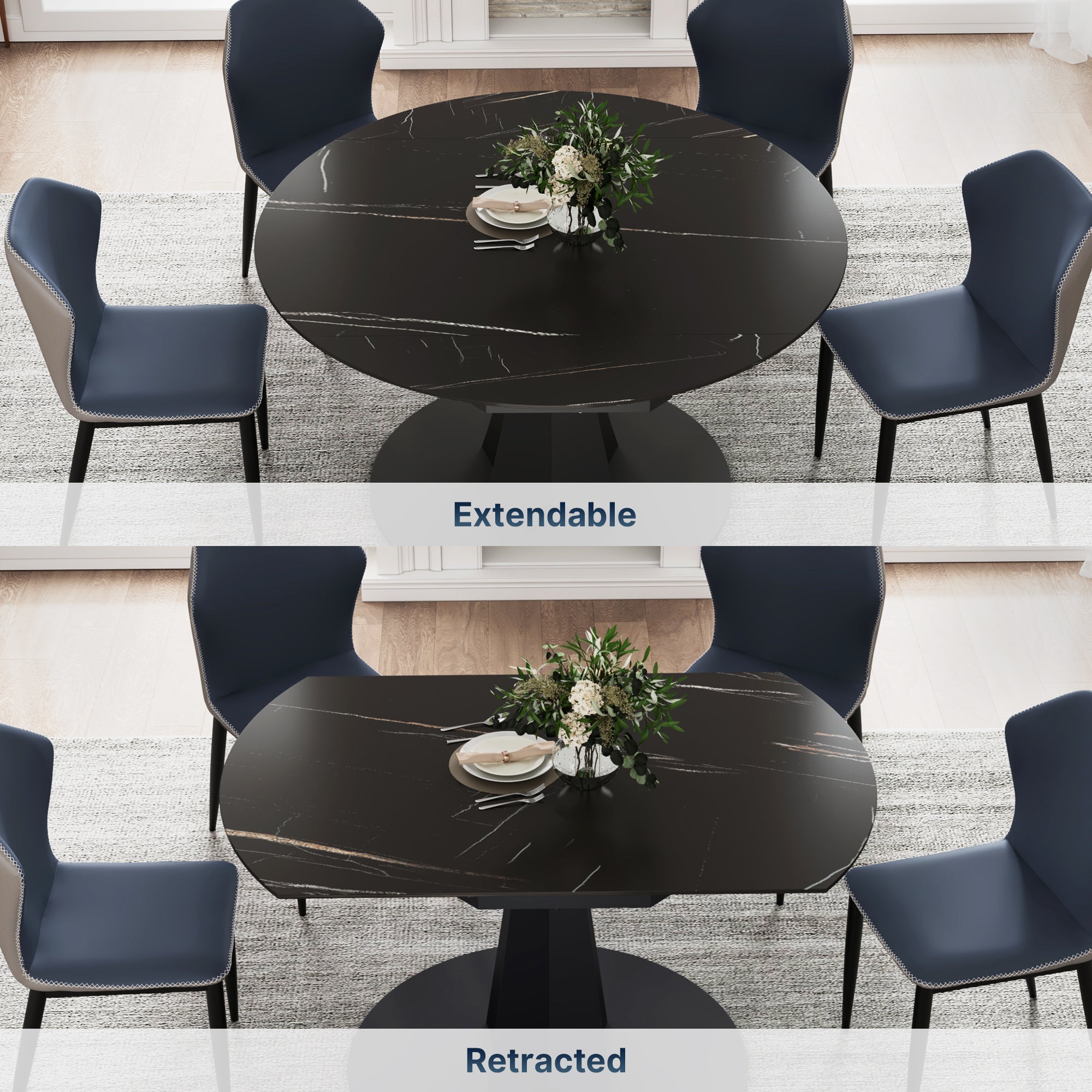 Eureka Amelia, 33"-53" Round Extending Dining Table