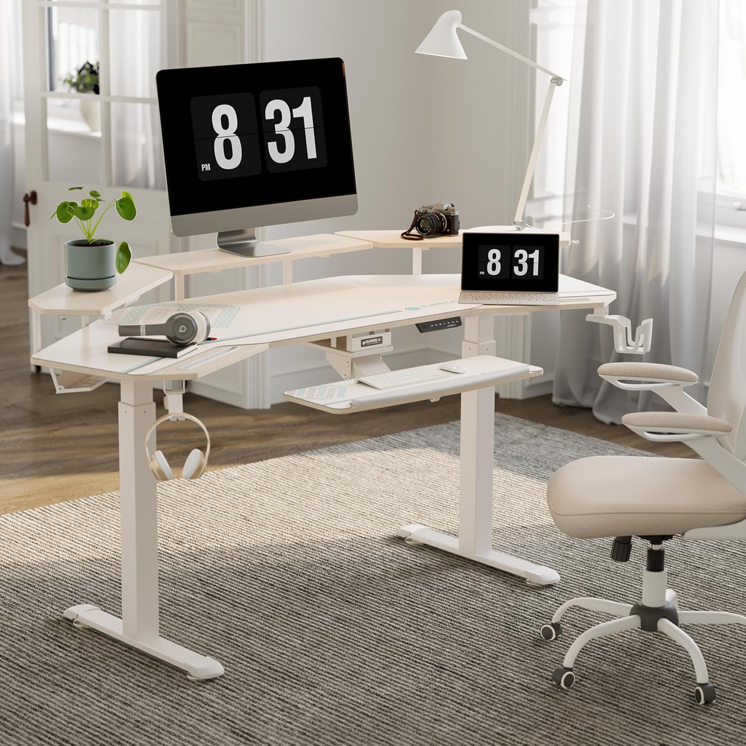 Eureka Ergonomic 72" Studio Maple Electric Standing Desk With Keyboard Tray *1PC/2CTNS