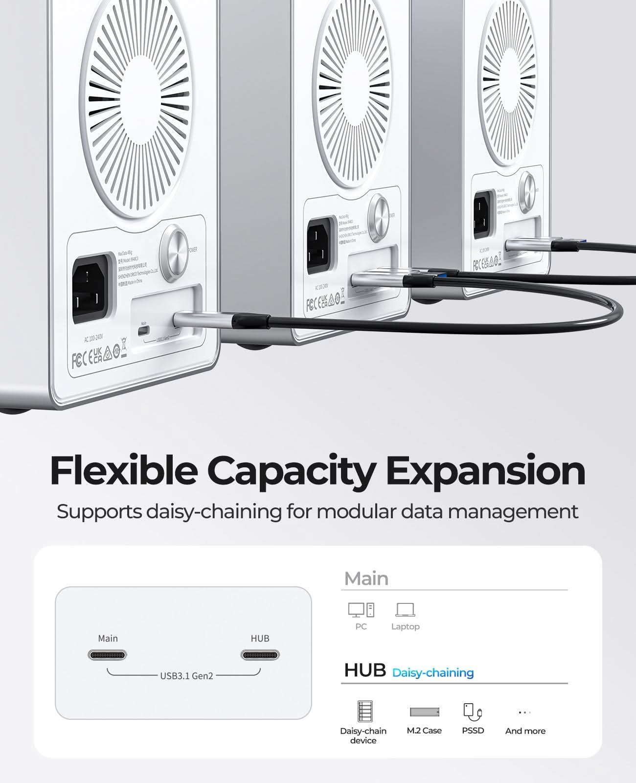 ORICO 9948 Multi Bay Type-C SATA Enclosure Daisy-Chain DAS Solution - Orico