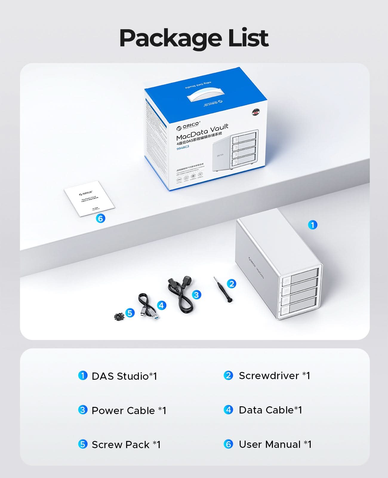 ORICO 9948 Multi Bay Type-C SATA Enclosure Daisy-Chain DAS Solution - Orico