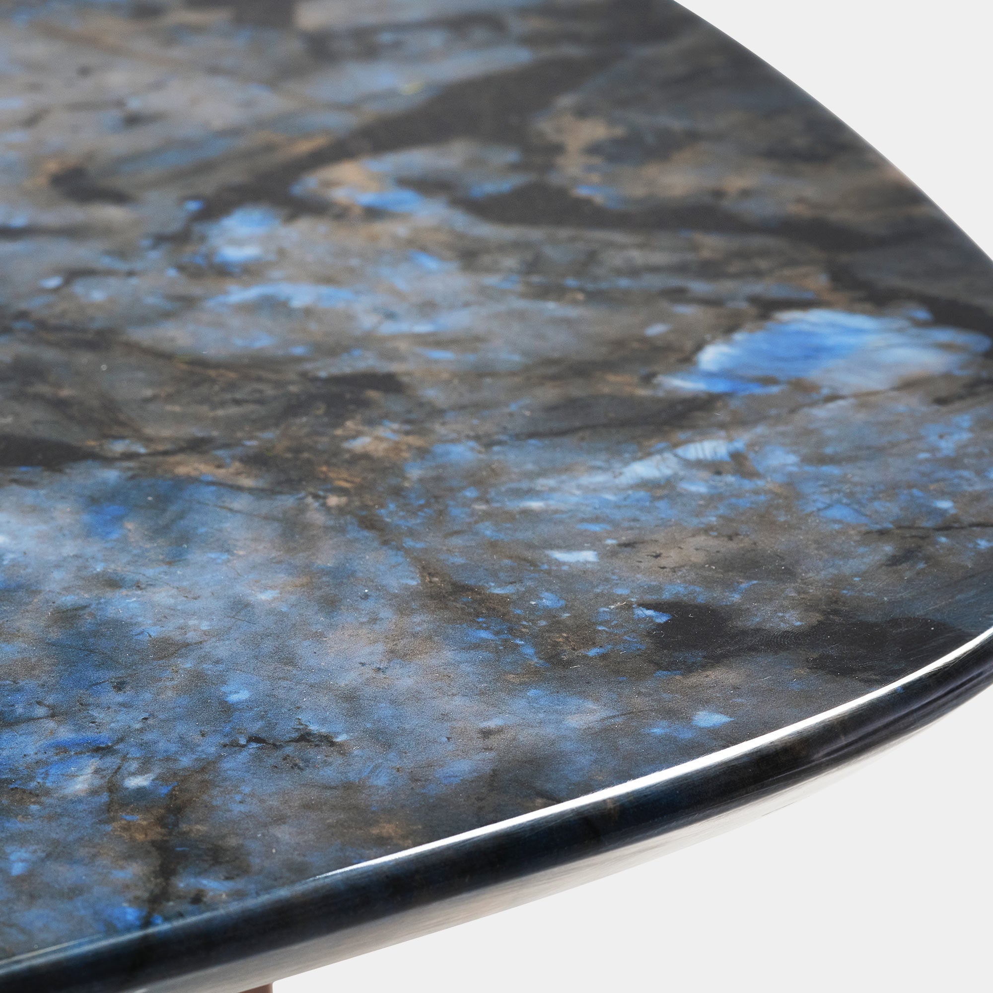 Eureka 41" CT04 Walnut & Blue Jade Marble Irregular Coffee Table with Side Table Set