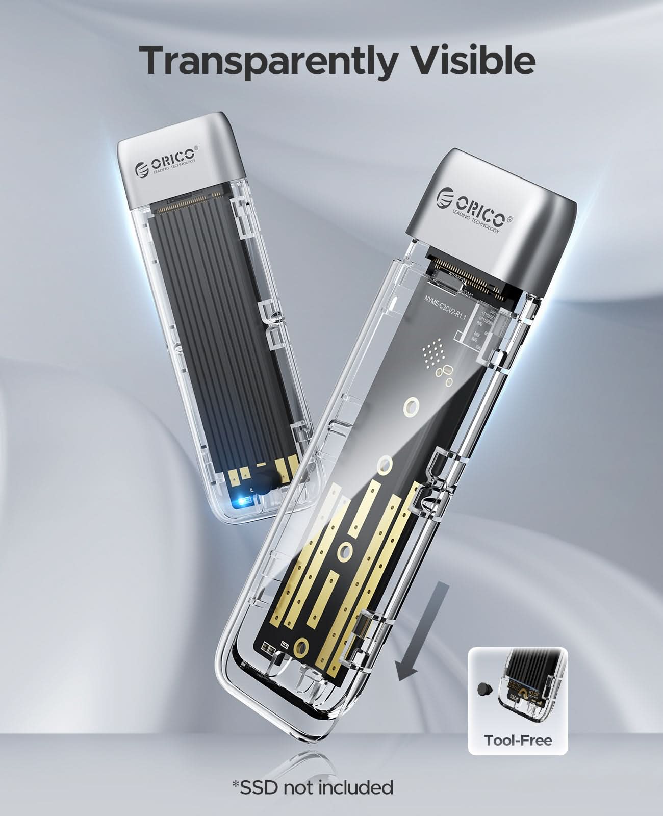 ORICO TXM2M Transparent 10Gbps M.2 NVMe SSD  Enclosure - Orico