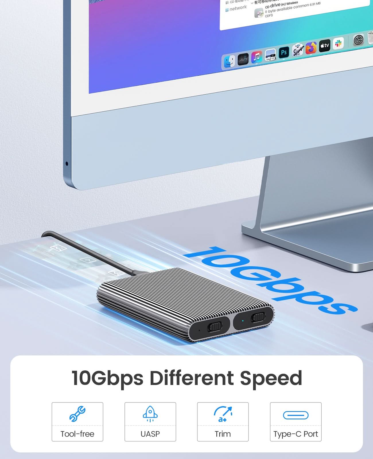 ORICO Aluminum Dual-bay M.2 NVMe + NVMe Enclosure - Orico