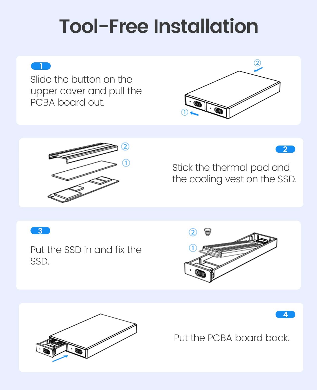 ORICO Aluminum Dual-bay M.2 NVMe + NVMe Enclosure - Orico