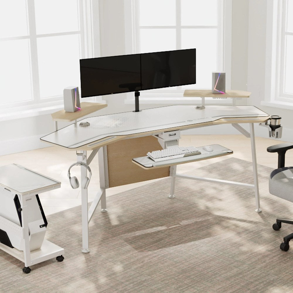 Eureka Aero E70MW 70" Wing Shaped Studio Desk with Keyboard Tray