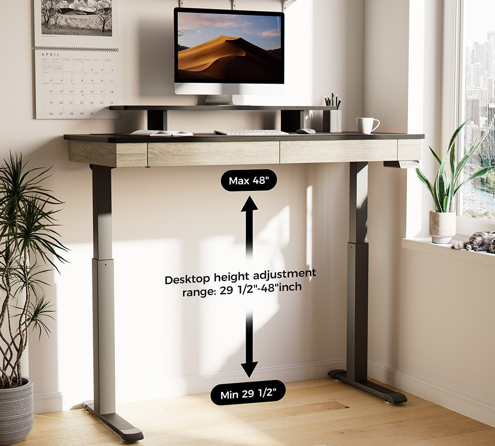 Eureka I55 Two-Drawer Electric Standing Desk - Rustic Grey *1PC/2CTNS