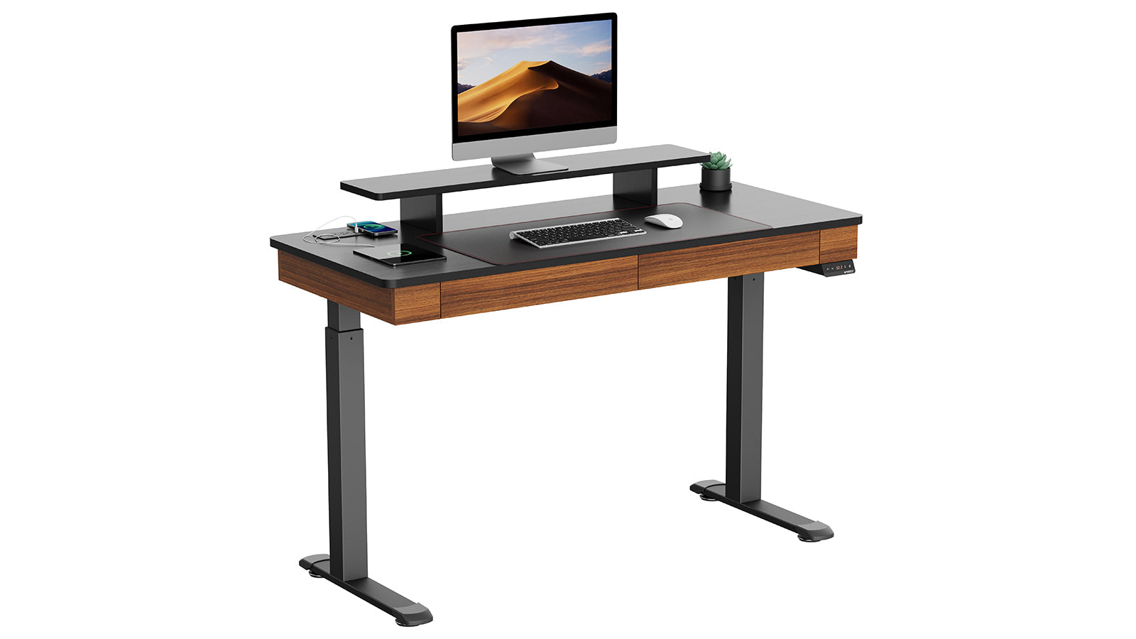 Eureka I55 Two-Drawer Electric Standing Desk - Walnut *1PC/2CTNS