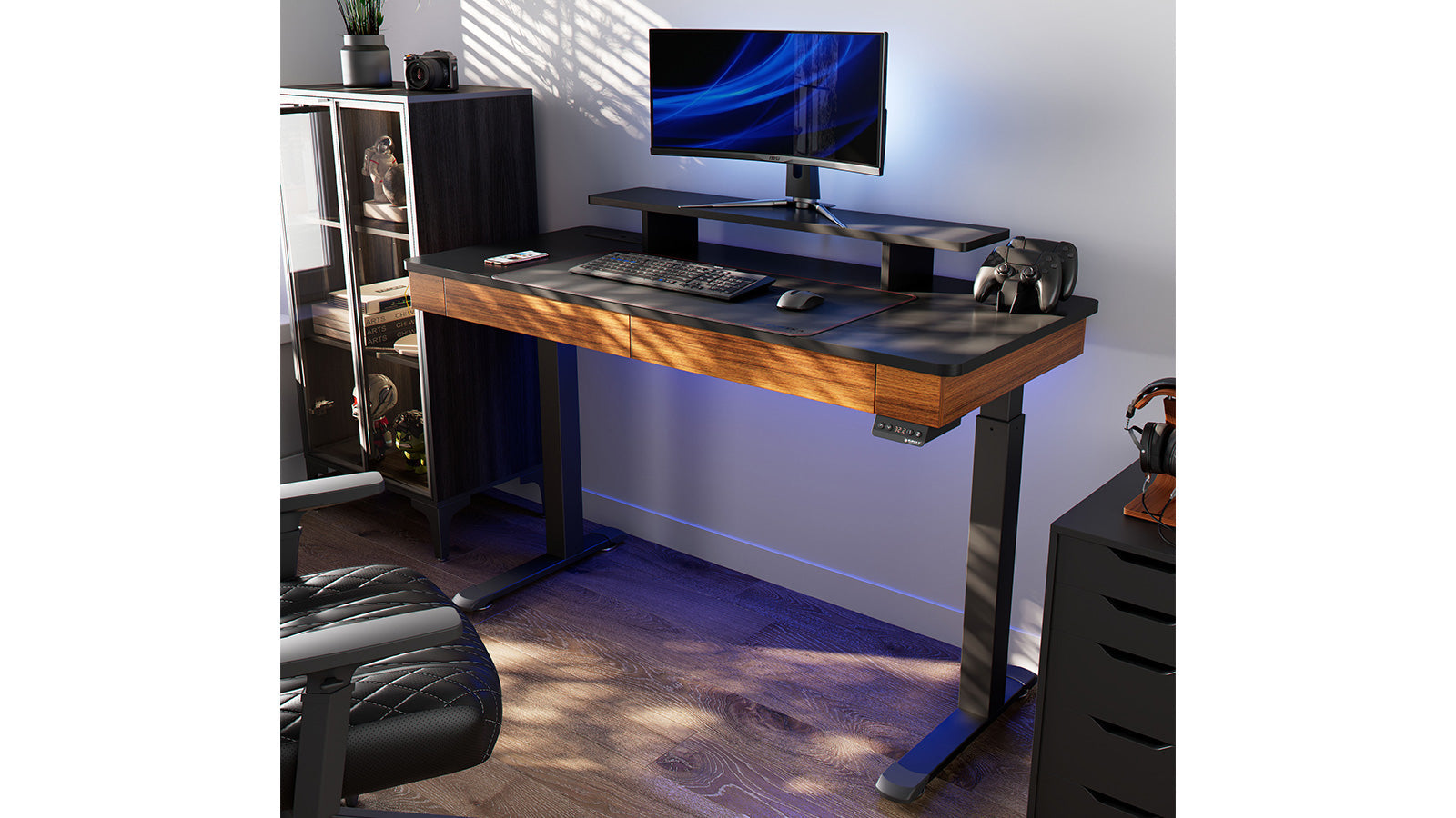 Eureka I55 Two-Drawer Electric Standing Desk - Walnut *1PC/2CTNS