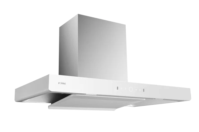 Fotile 90cm White Glass Canopy Rangehood with Decoration Cover