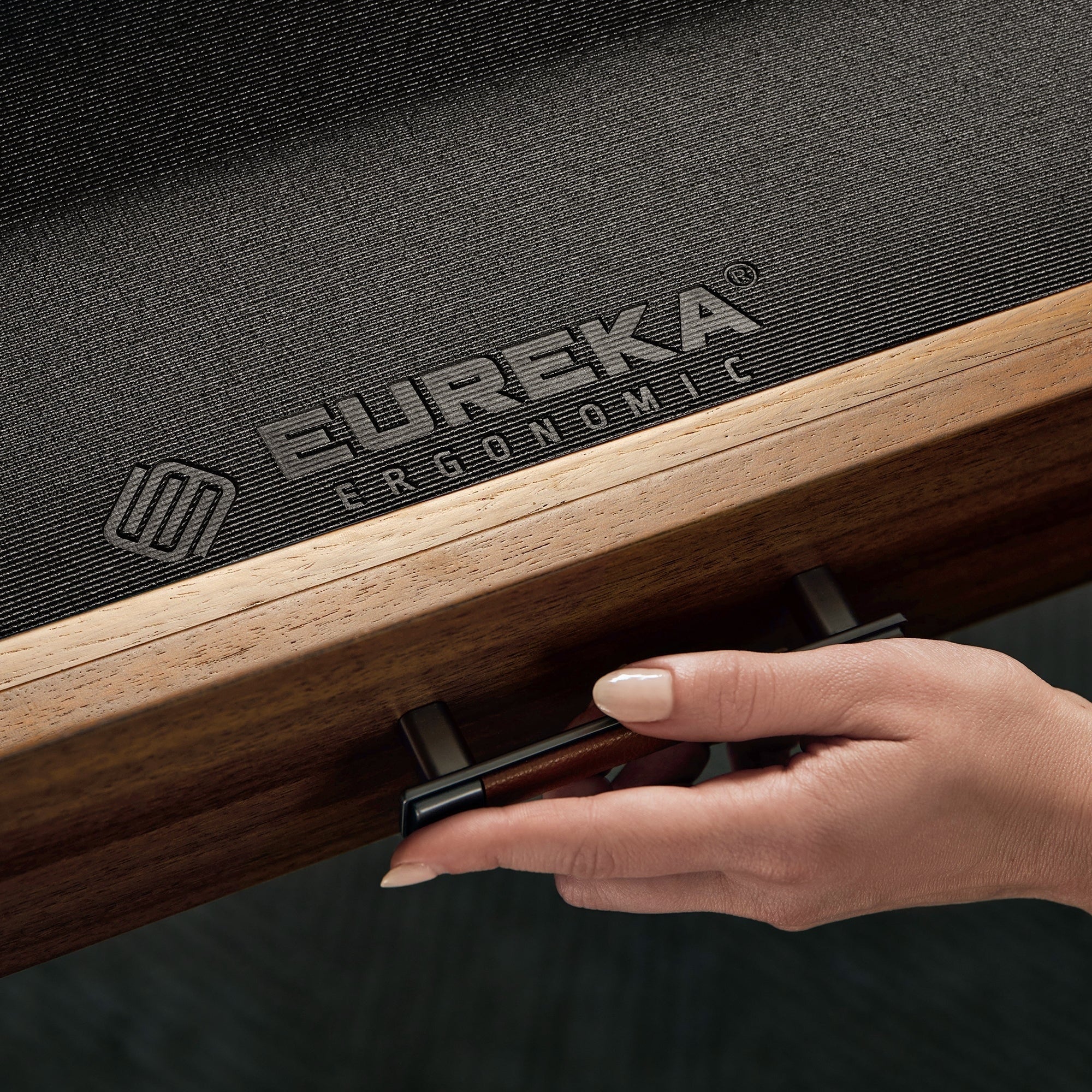 Eureka Aek Exceutive TX63 Trapezoid-Leg Two-Drawer Electric Standing Desk - Walnut *1PC/2CTNS