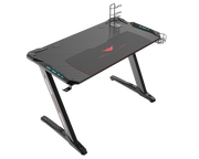 Eureka Ergonomic Z1-S BLACK Gaming Desk with Blue LED Lights, /113cm(W), Controller Stand, Cup Holder & Headphone Hook