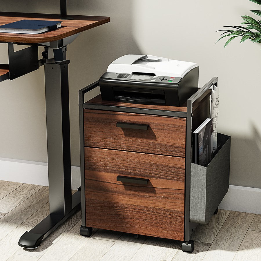 Eureka Rolling File Cabinet with Drawers - Walnut