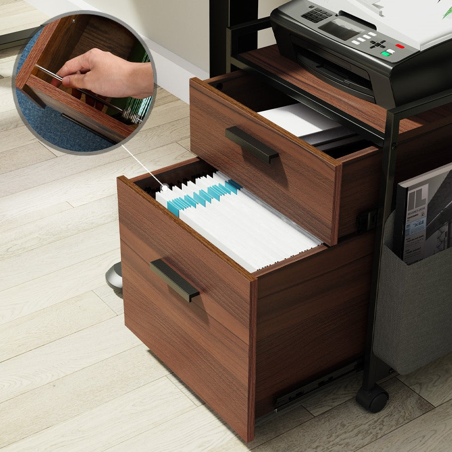 Eureka Rolling File Cabinet with Drawers - Walnut