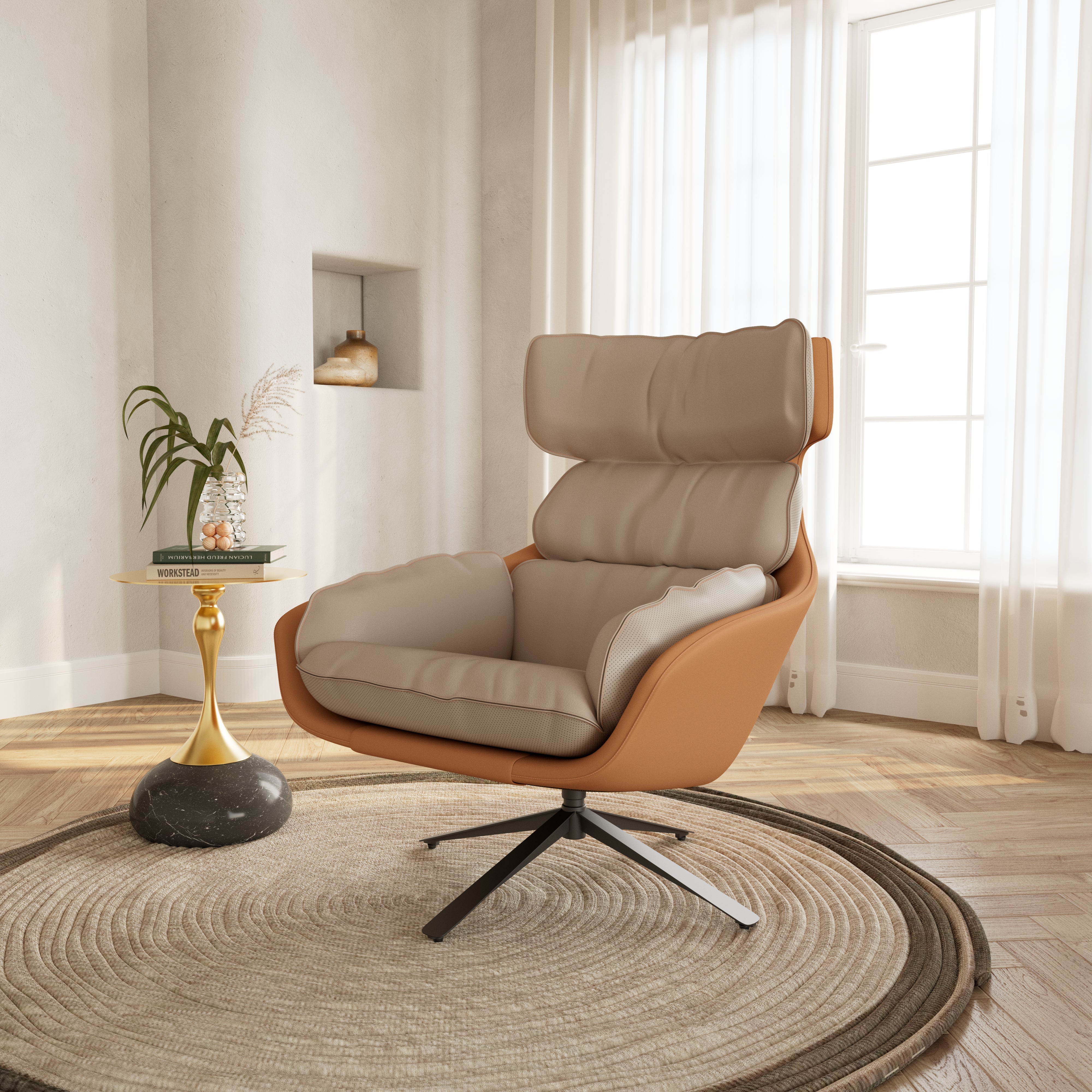 Eureka Todd Swivel Armchair with High Back Lounge Chair