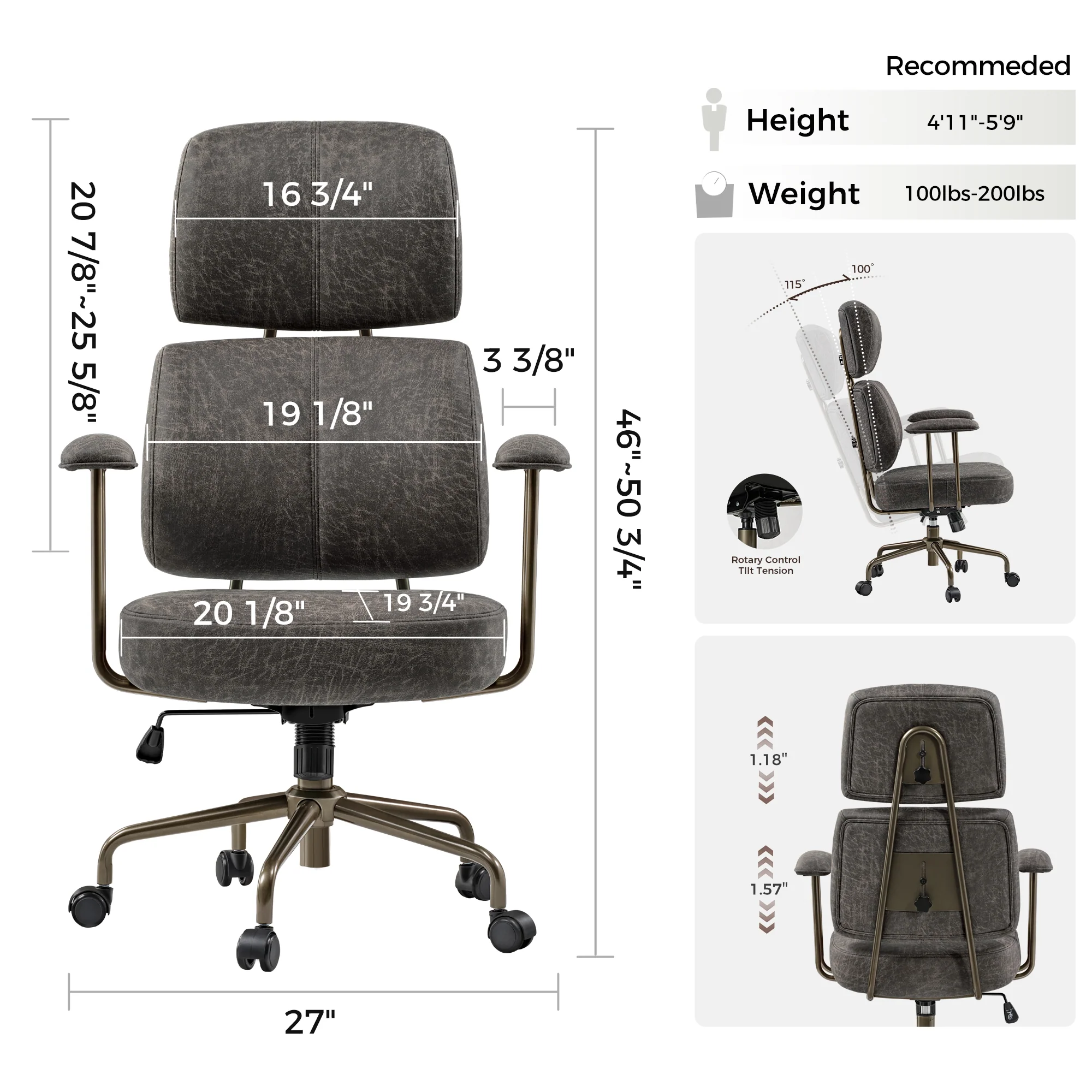Eureka Cameron OC34 Ultra Soft Cushion adjustable High Back Office Chair
