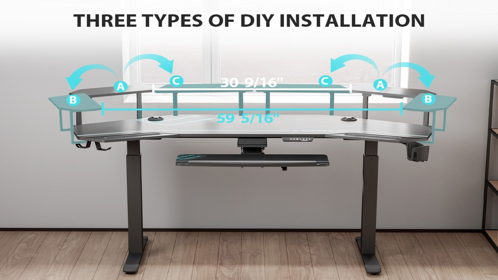 Eureka Ergonomic 72" Studio Electric Standing Desk With Keyboard Tray *1PC/2CTNS