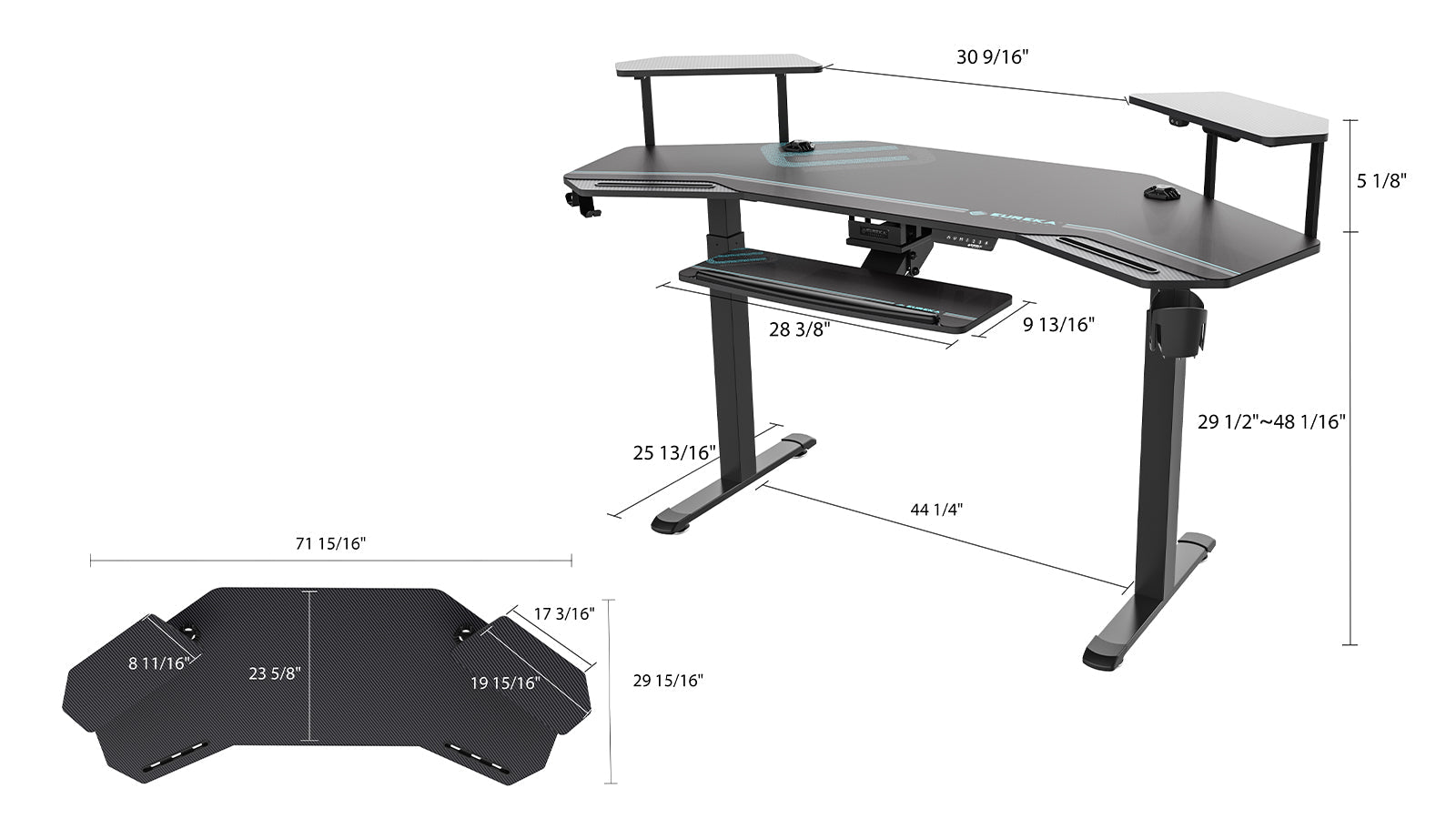 Eureka Ergonomic 72" Studio Electric Standing Desk With Keyboard Tray *1PC/2CTNS