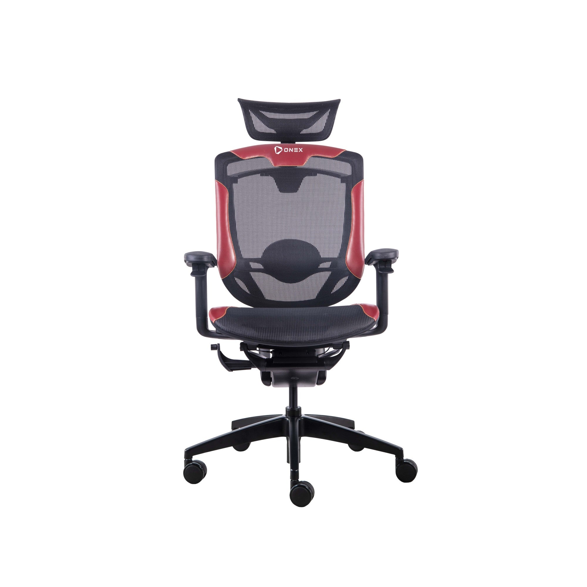 ONEX GT07-35 Black/Red Marrit Ergonomic Office Chair, w/Angle Automatic Adapt System; Paddle Shift Wire Control Armrest System; 65mm Black PU Caste