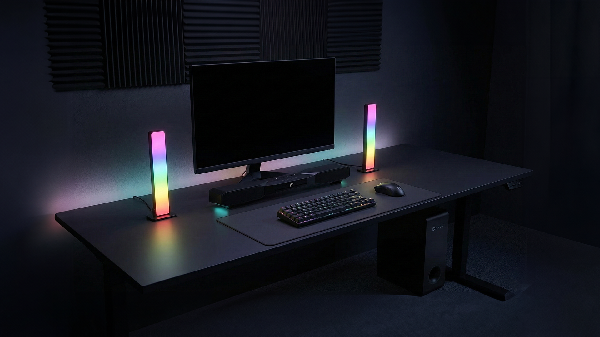 ONEX ThunderBeam Speaker 2.1 RGB Gaming Soundbar w/ Smart Light Bars & Subwoofer