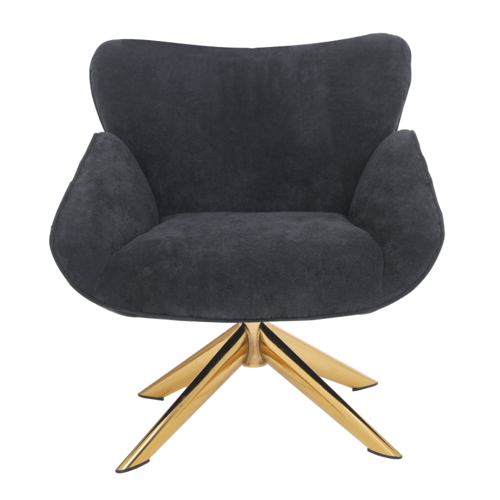 ONEX SaSa Black Velvet Swivel Armchair - Stylish and Comfortable Occasional ArmChair