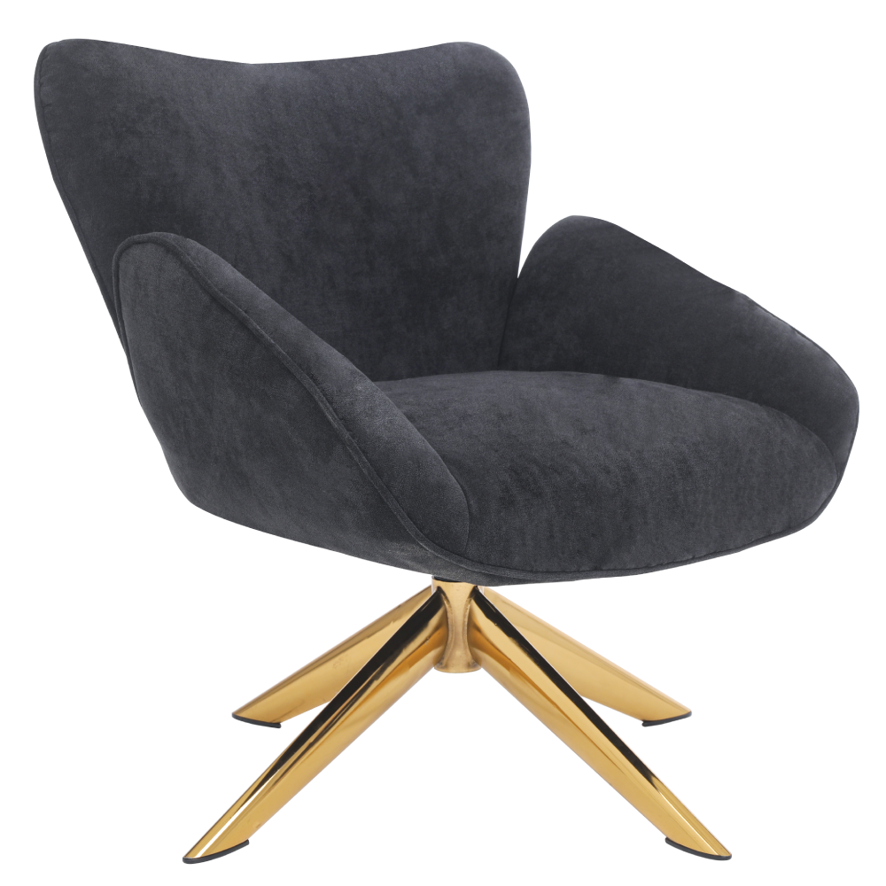 ONEX SaSa Black Velvet Swivel Armchair - Stylish and Comfortable Occasional ArmChair