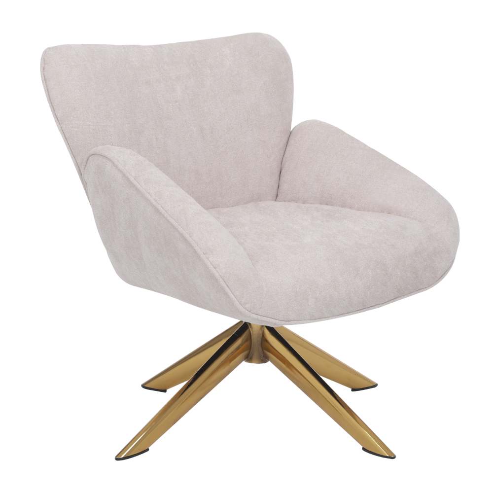 ONEX SaSa Ivory Velvet Swivel Armchair - Stylish and Comfortable Occasional ArmChair